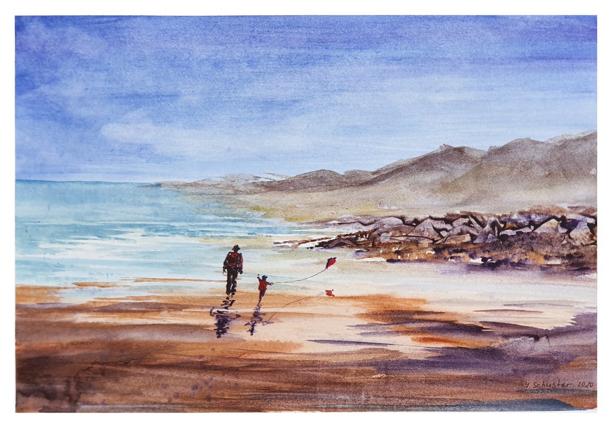 Impressionistic Landscape Watercolour By Yulia Schuster, 11 X 8", Childhood, Original Artwork