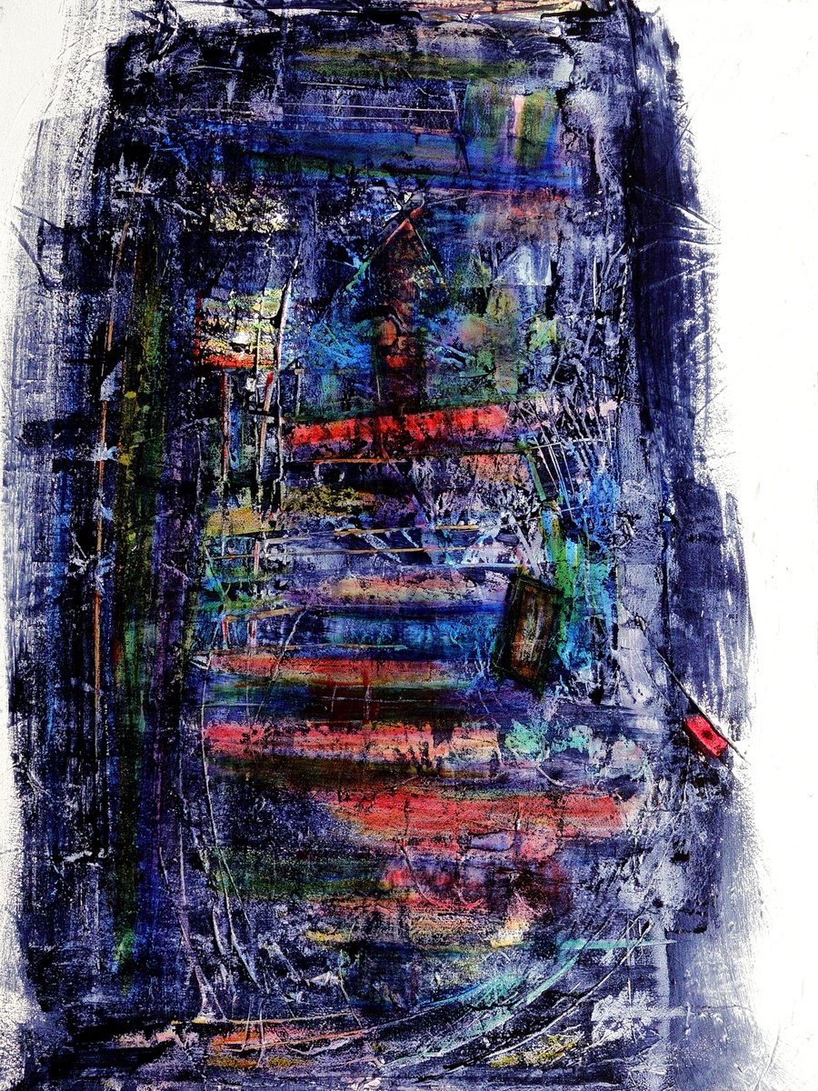 Expressive Abstract Acrylic Painting By Newel Hunter, 36 X 48", Roadside Attraction, Original Artwork