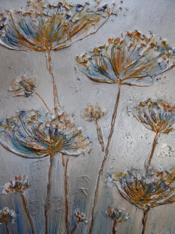 Cow Parsley textures with silver and bronze