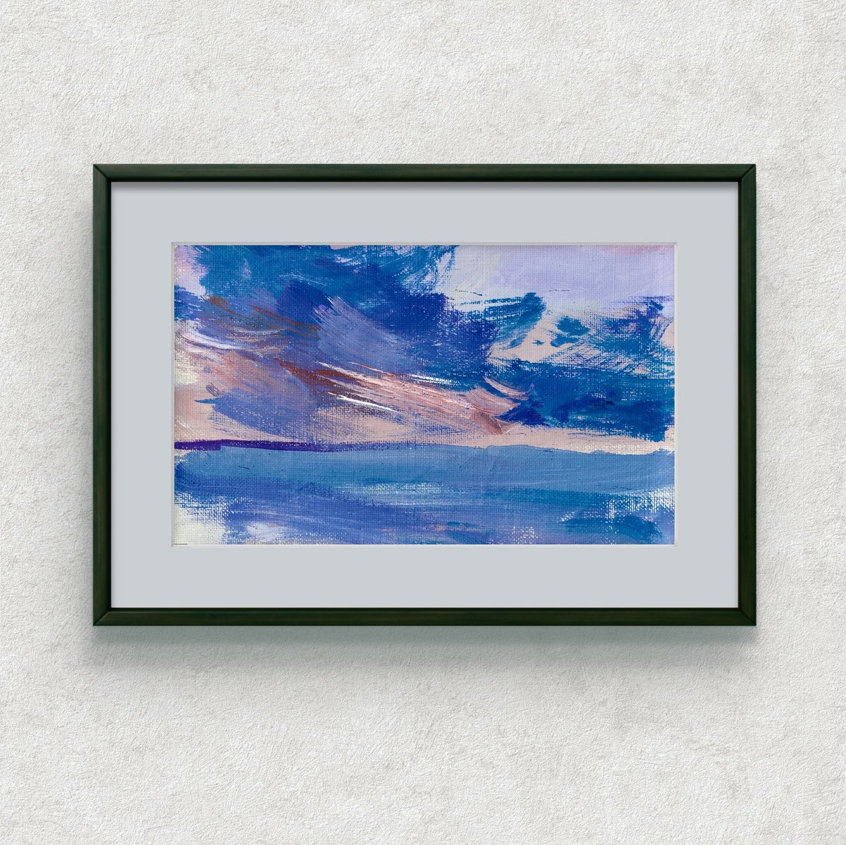 Organic Abstract Acrylic Painting By Anatoliy Menkiv, 13 X 8, Halfway Between Day And Night, Original Artwork