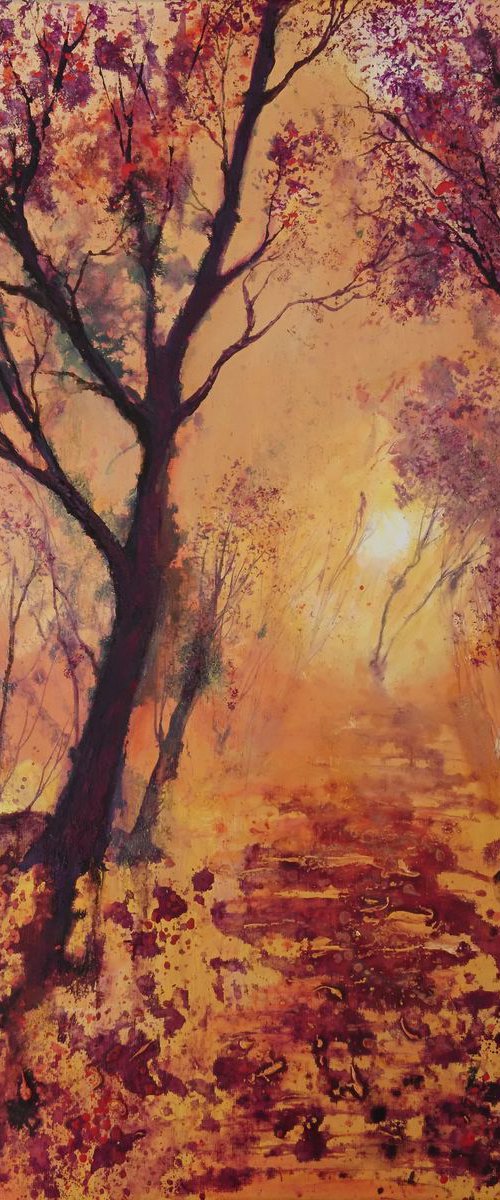 Autumn Sunrise through Trees II by Michele Wallington