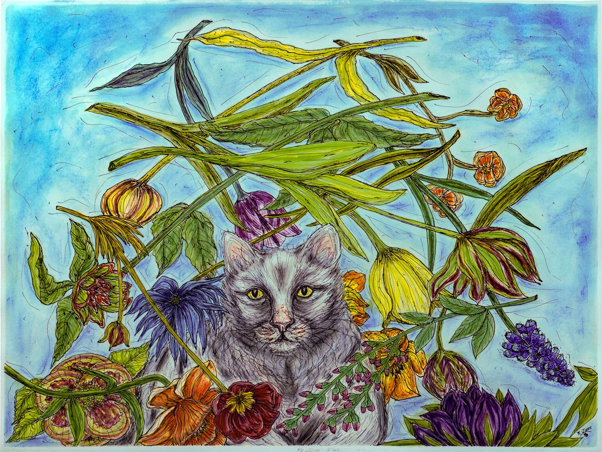 Impressionistic Animal Watercolour By Kim Jones Miller, 24 X 18", Falling Free, Original Artwork