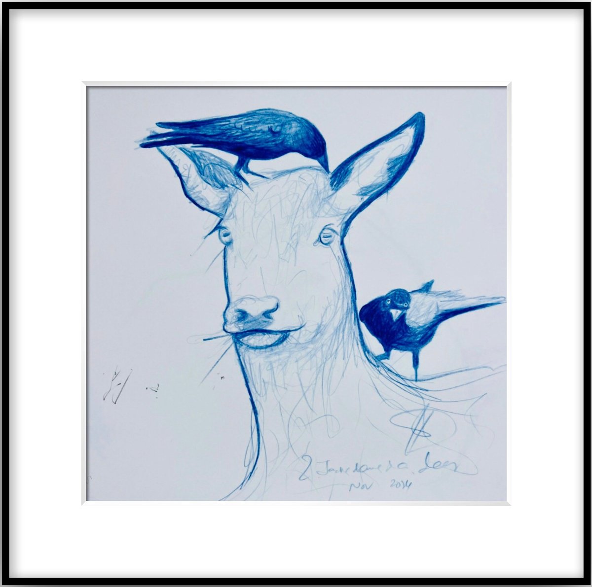 Expressive Animal Pencil Drawing By Shabs Beigh, 16 X 15", Compassion, Original Artwork