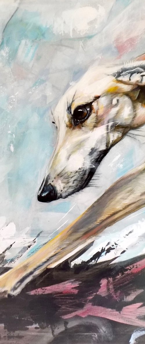 Greyhound painting called 'Vitality' by Victoria Coleman