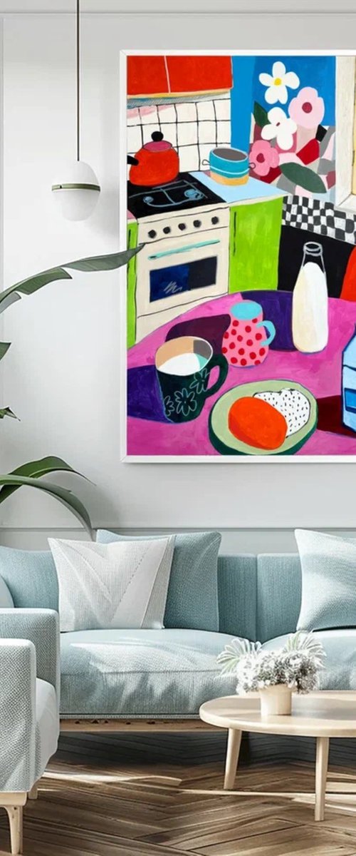Morning Milk Carton in Floral Kitchen by Sasha Robinson