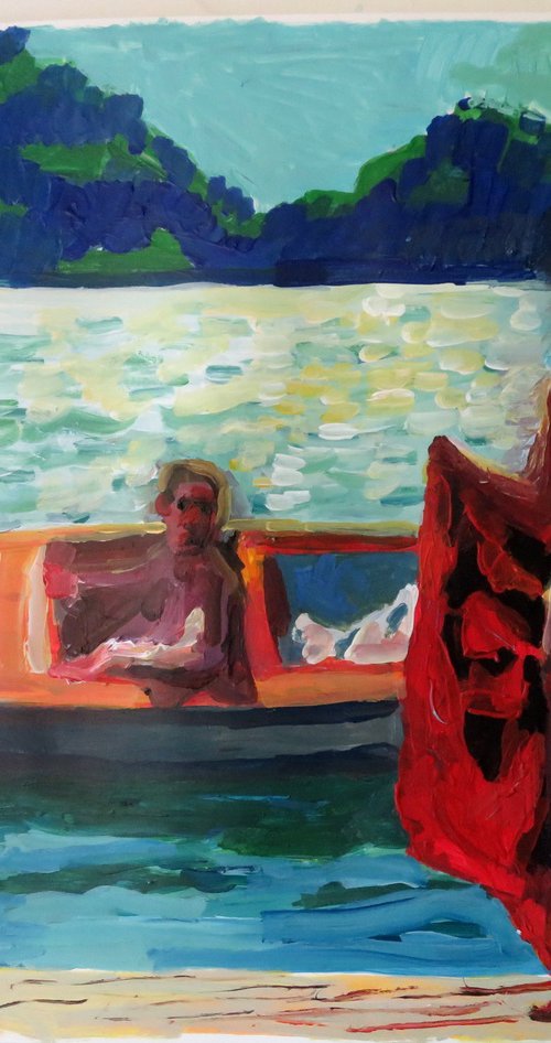 Boat coming to shore by Stephen Abela