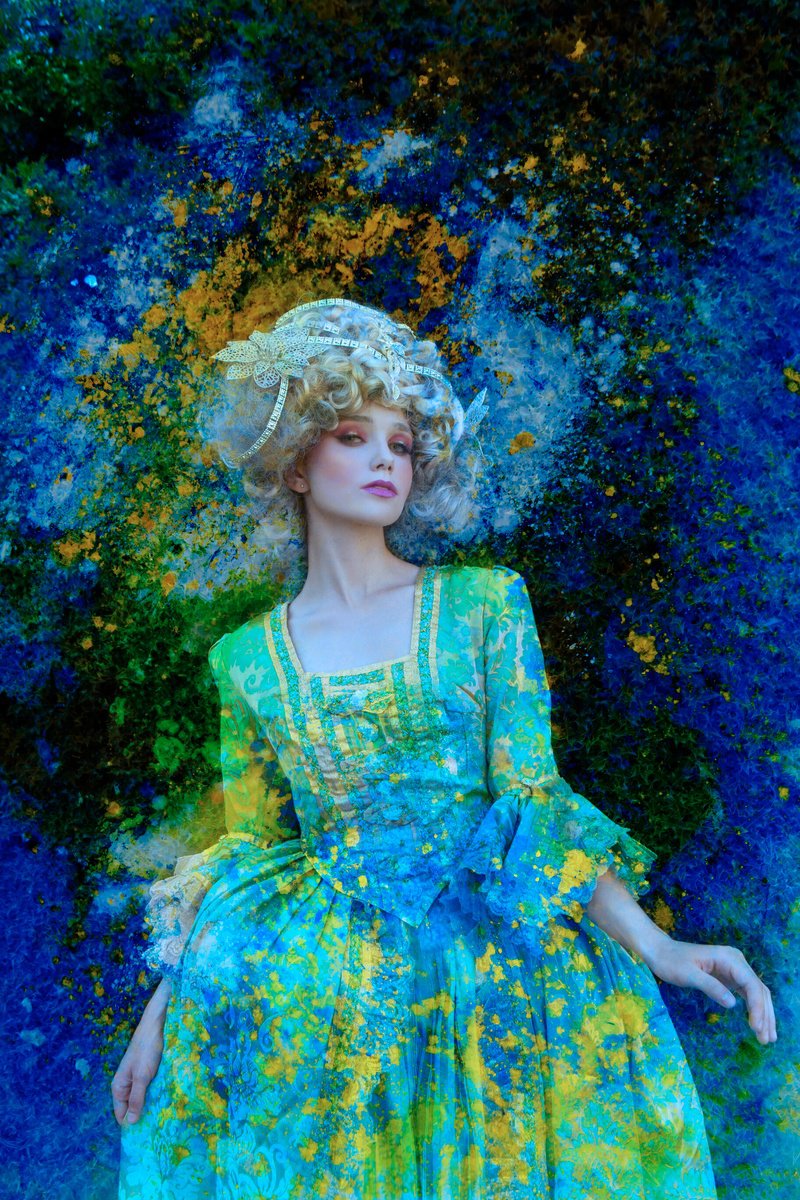 Impressionistic Portrait Photograph By Viet Ha Tran, 23 X 35", The Blue Baroque Lady, Original Artwork