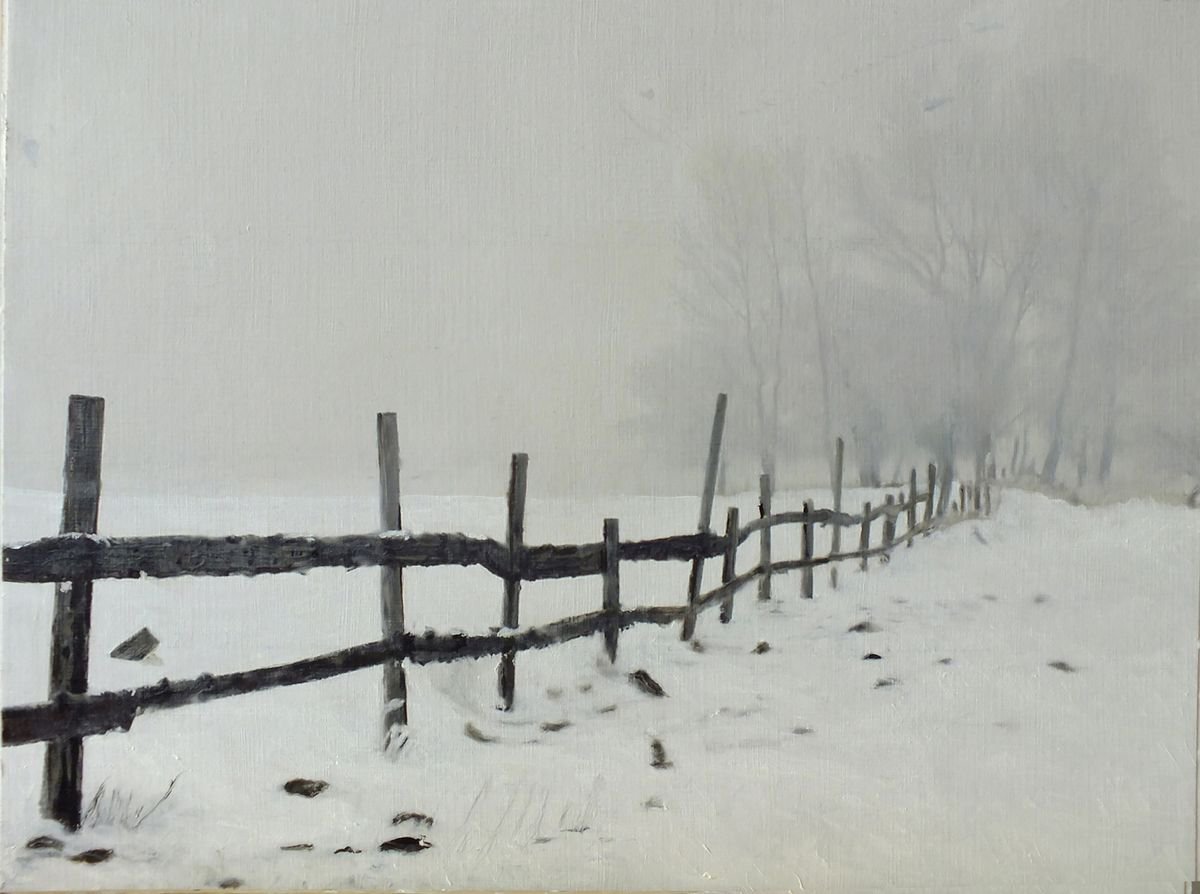 MICHAEL B. SKY, Winterscape, original, oil, painting,UNIQUE ITEM by Michael B. Sky