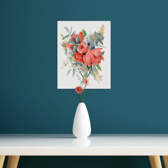Coral red floral bouquet