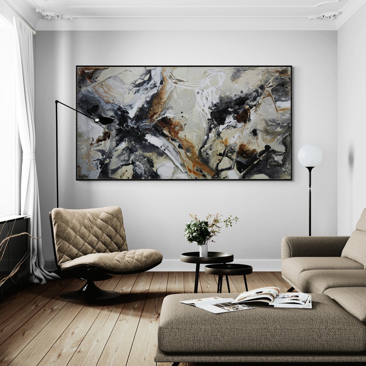 Abstract Acrylic Painting By Franko, 75 X 39, Ravishing Almonds, Original Artwork
