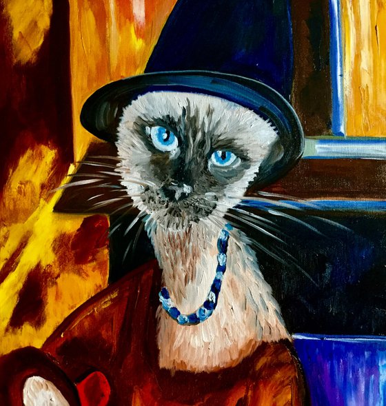 Cat  in a Hat, inspired by Amedeo Clemente Modigliani