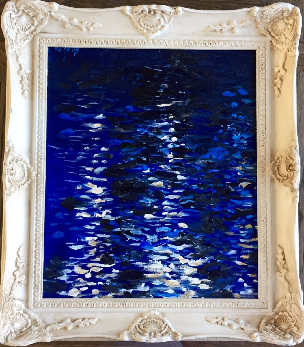 Impressionistic Abstract Acrylic Painting By Shabs Beigh, 16 X 18", Dancing Lights, Original Artwork