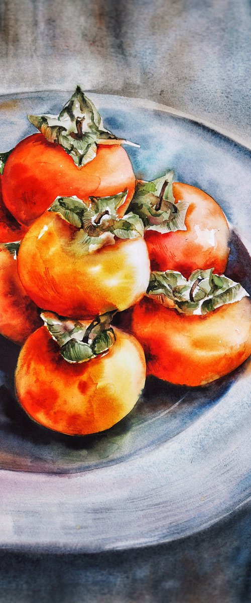 Still life with persimmons by Delnara El