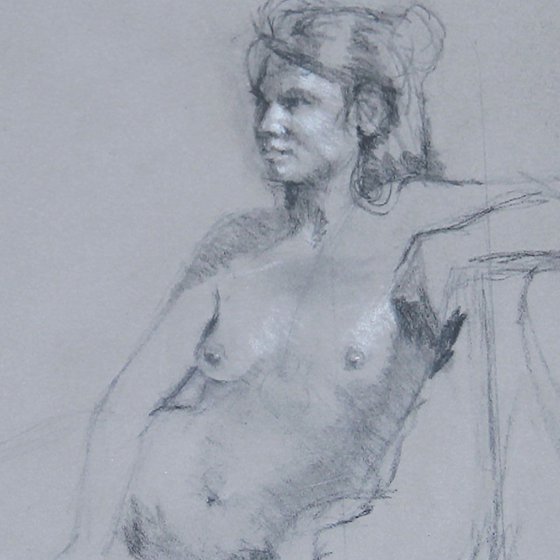 Sitting Female Nude - life drawing