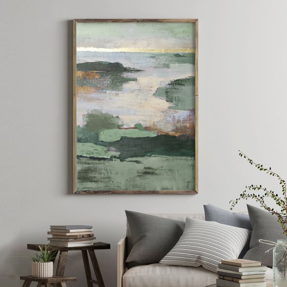 "Olive Estuary" Sage green abstract nature