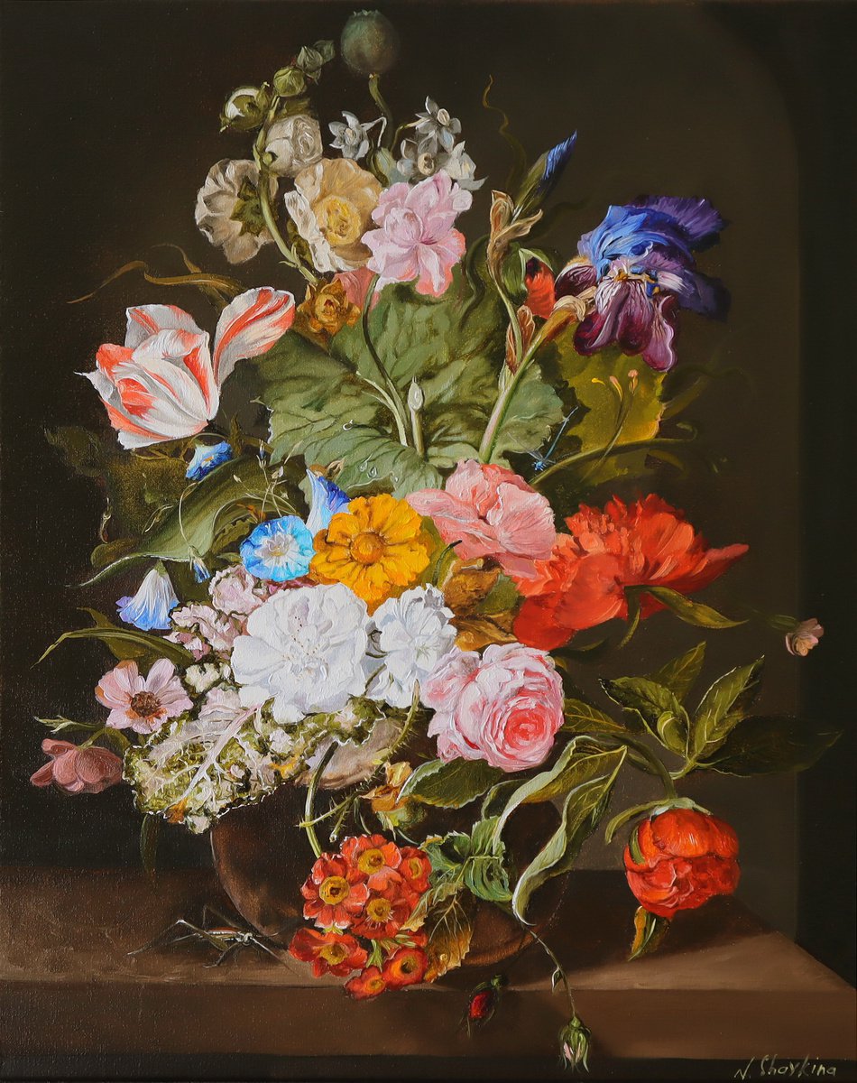 Garden Flowers. Original Oil Painting on Canvas. by Natalia Shaykina