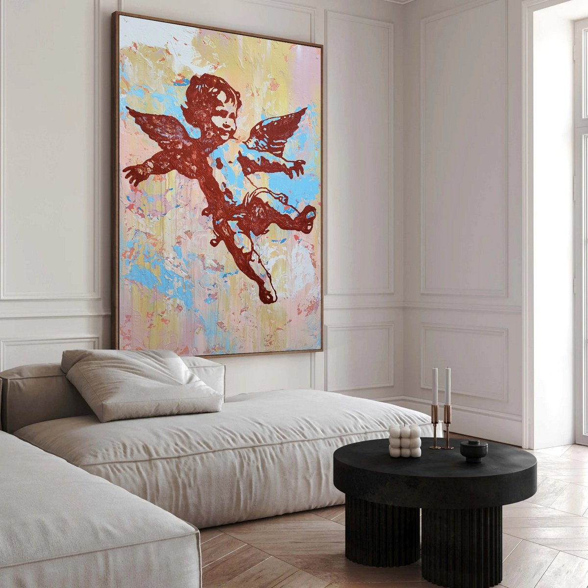 Abstract Acrylic Painting By Alex Senchenko, 39 X 59, Featherlight Dreams, Original Artwork