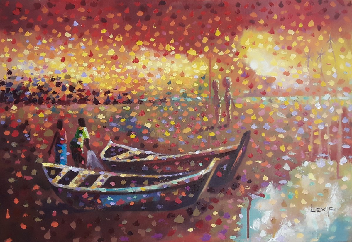 Sunset Conversations By Alex Mensah, 26 X 18, Artwork For Sale On Artfinder