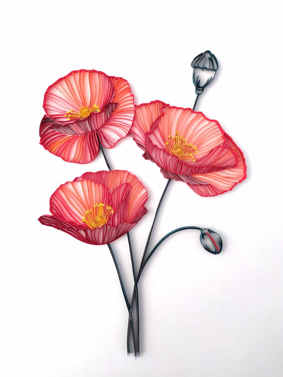 Impressionistic Painting , The Poppies (Paper Art) By Priyanka Sagar, 12 X 16, Artwork For Sale On Artfinder