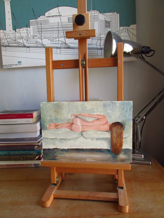 'Slumber' original oil painting nude erotic home decor 8x12 inches.