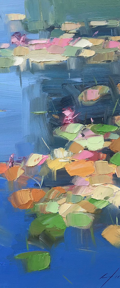 Waterlilies, Original oil painting, Handmade artwork, One of a kind by Vahe Yeremyan