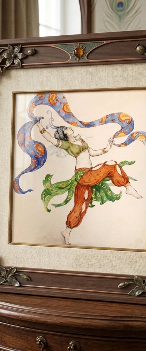 Scheherazade Dancer: A Homage to Leon Bakst by Olga Beliaeva Watercolour