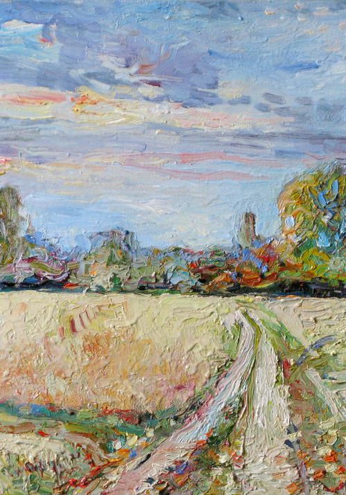 Road in the autumn. by Nikifor Swiristuhin