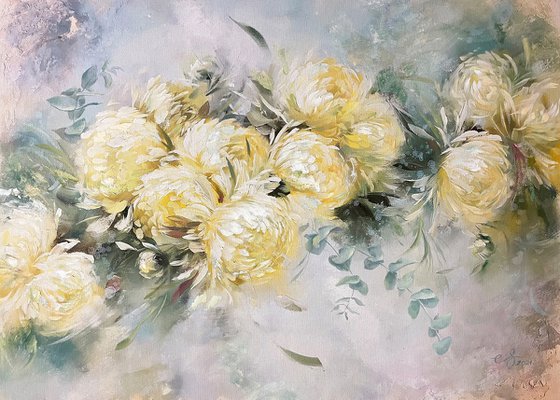 Waltz of the Flowers  - print, oil painting, delicate flowers, gift idea
