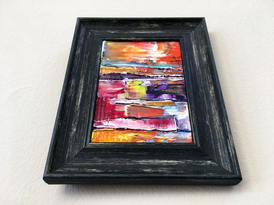 "Cobbled Together" - FREE USA SHIPPING - Original PMS Micro Painting On Glass, Framed - 8 x 10 inches