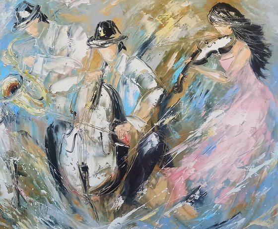 Jazz quartet  (80x120cm, oil painting)