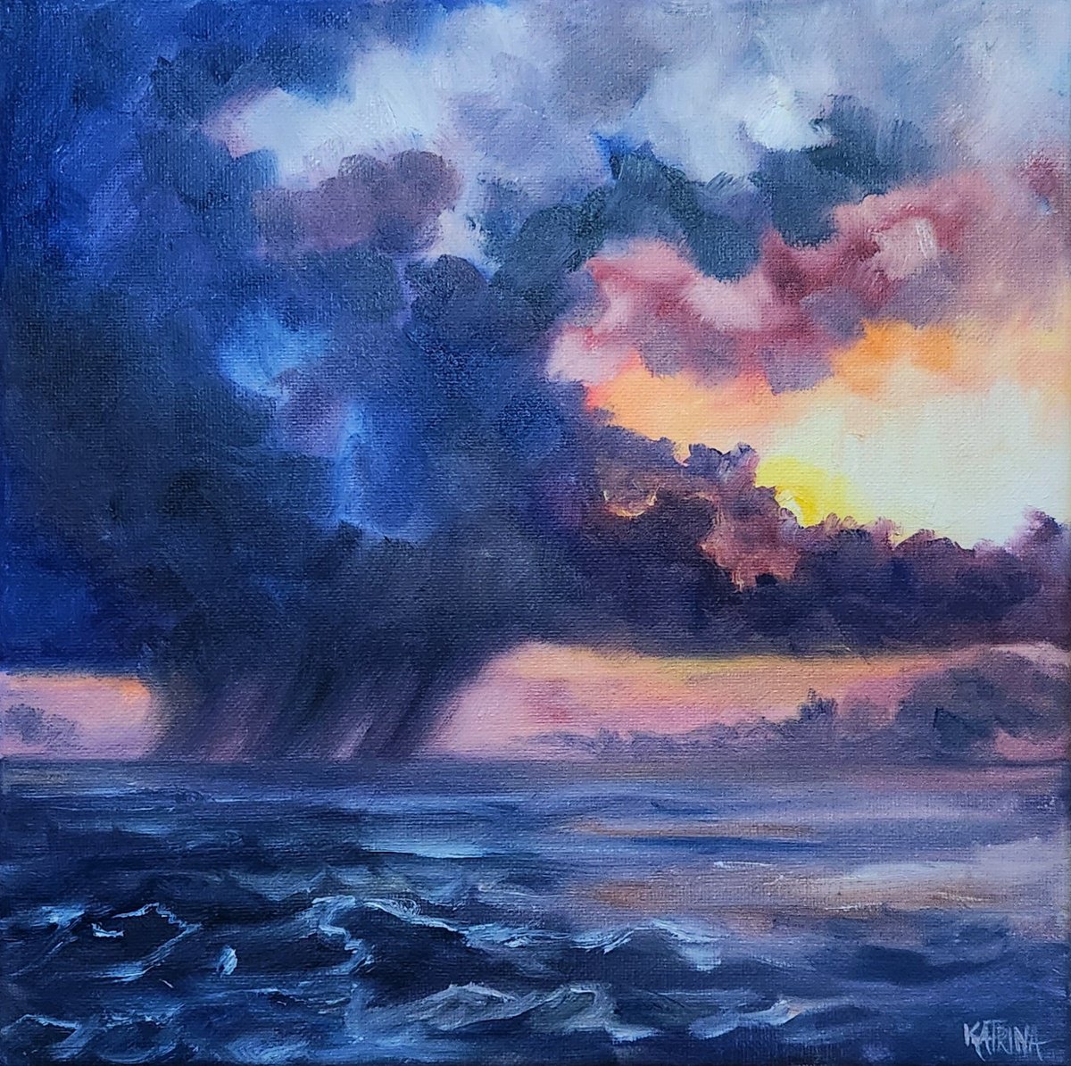 Impressionistic Landscape Oil Painting By Katrina Case, 10 X 10", When The Light Lingers, Original Artwork