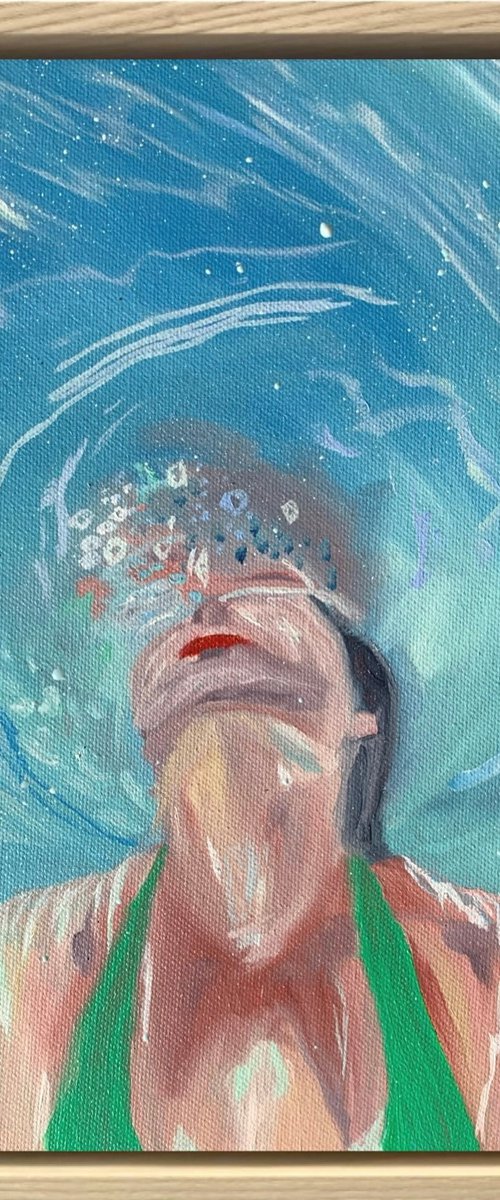 Tropical Vibes - swimming girl abstract by Alanah Jarvis