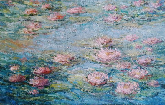 Water Lilies. Les nymphéas. Original oil painting