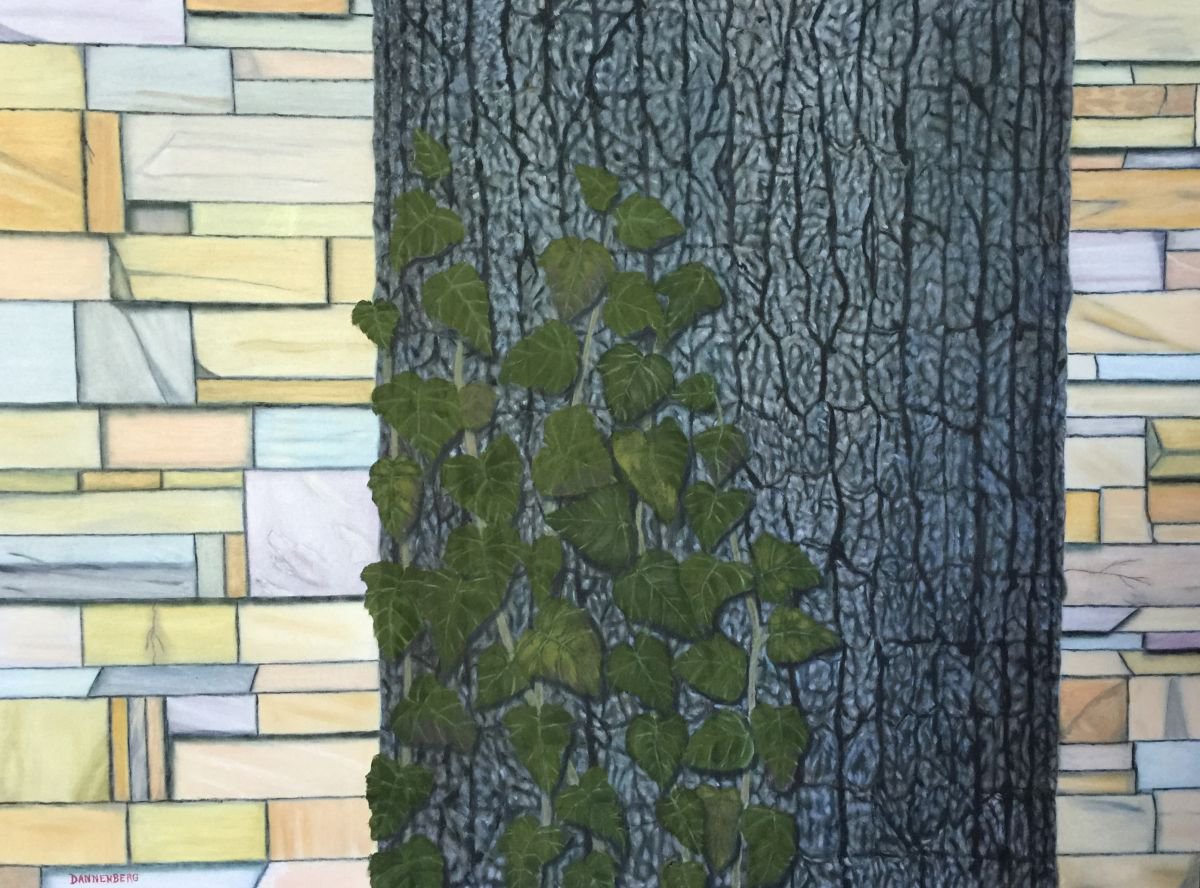 Photorealistic Botanical Oil Painting By Leslie Dannenberg, 48 X 36", Backyard Tree, Large 4