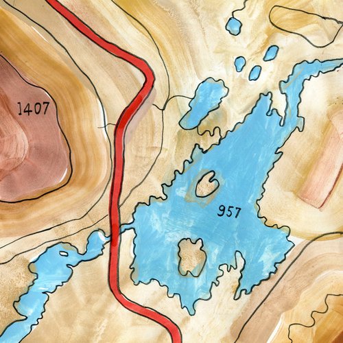 Map Painting, Ben Chaorach,  Scotland by Elizabeth Anne Fox