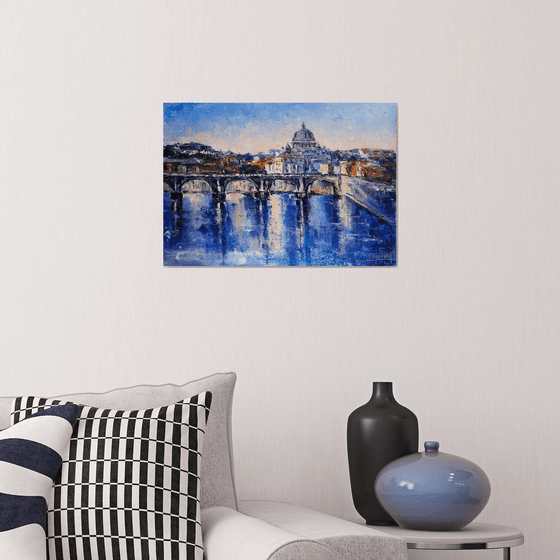 "Rome", city landscape, St. Angelo Bridge, Italy