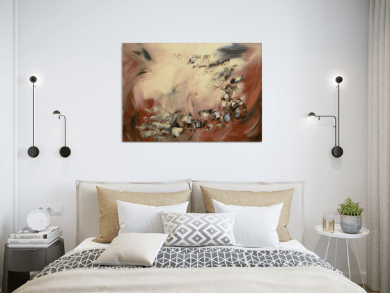 Le souffle de l'ange ABSTRACT LYRIC PALETTE KNIFE PAINTING READY TO HANG FREE SHIPPING