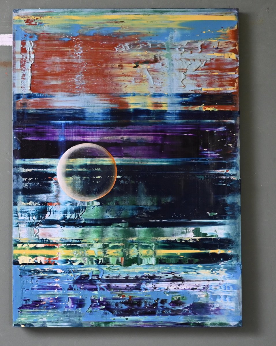 Geometric Abstract Oil Painting By Giuseppe Pastore, 20 X 28, Up, Original Artwork