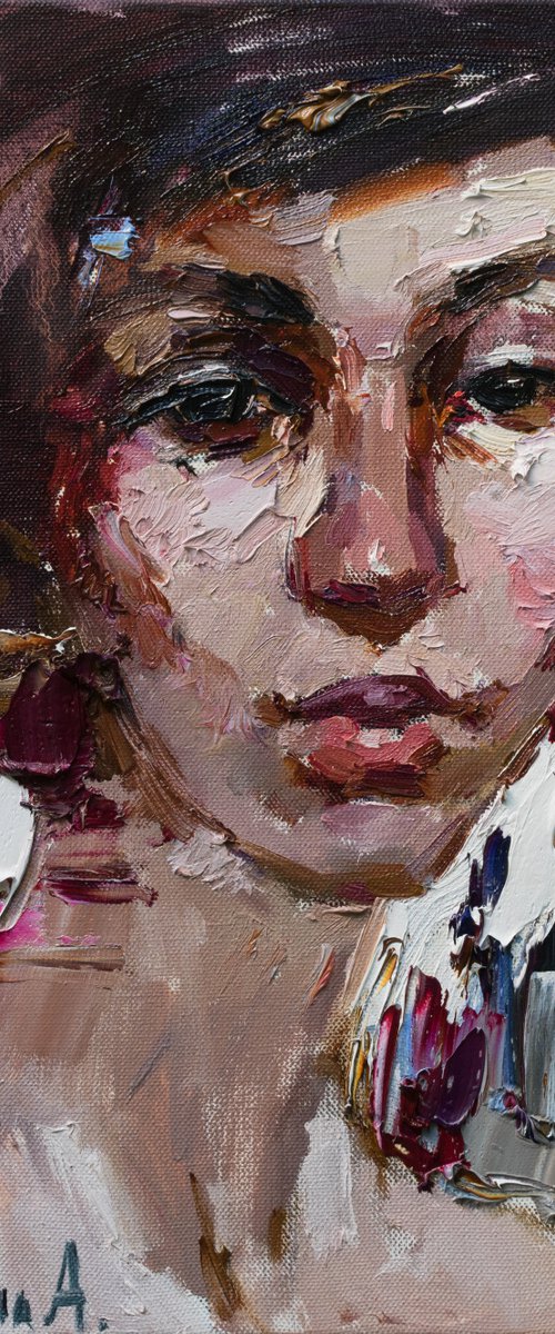 Woman portrait Original oil painting by Anastasiia Valiulina
