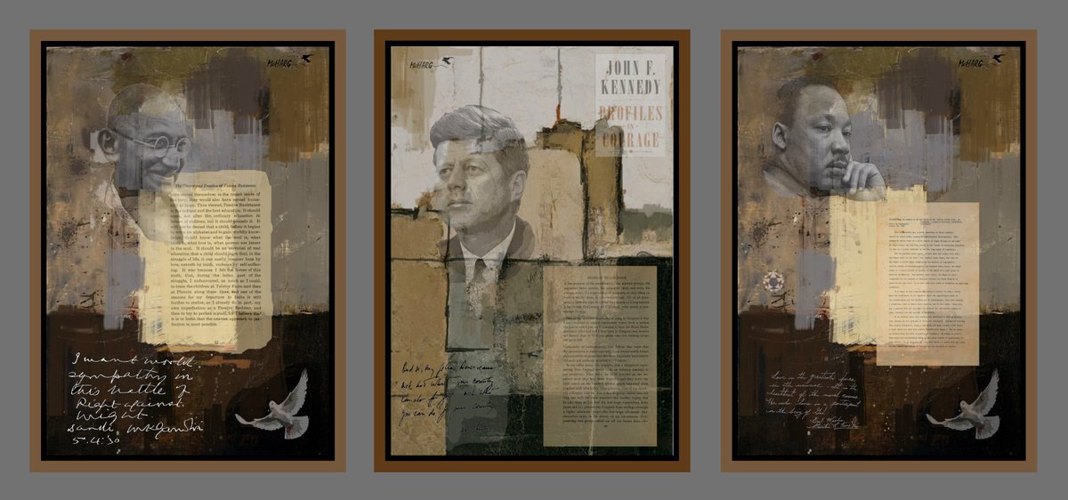 Expressive Portrait Painting By Joe Mcharg, 87 X 42, The Peacemakers, Original Artwork