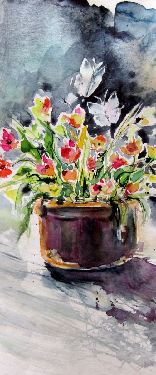 Flowers with butterflies by Kovács Anna Brigitta