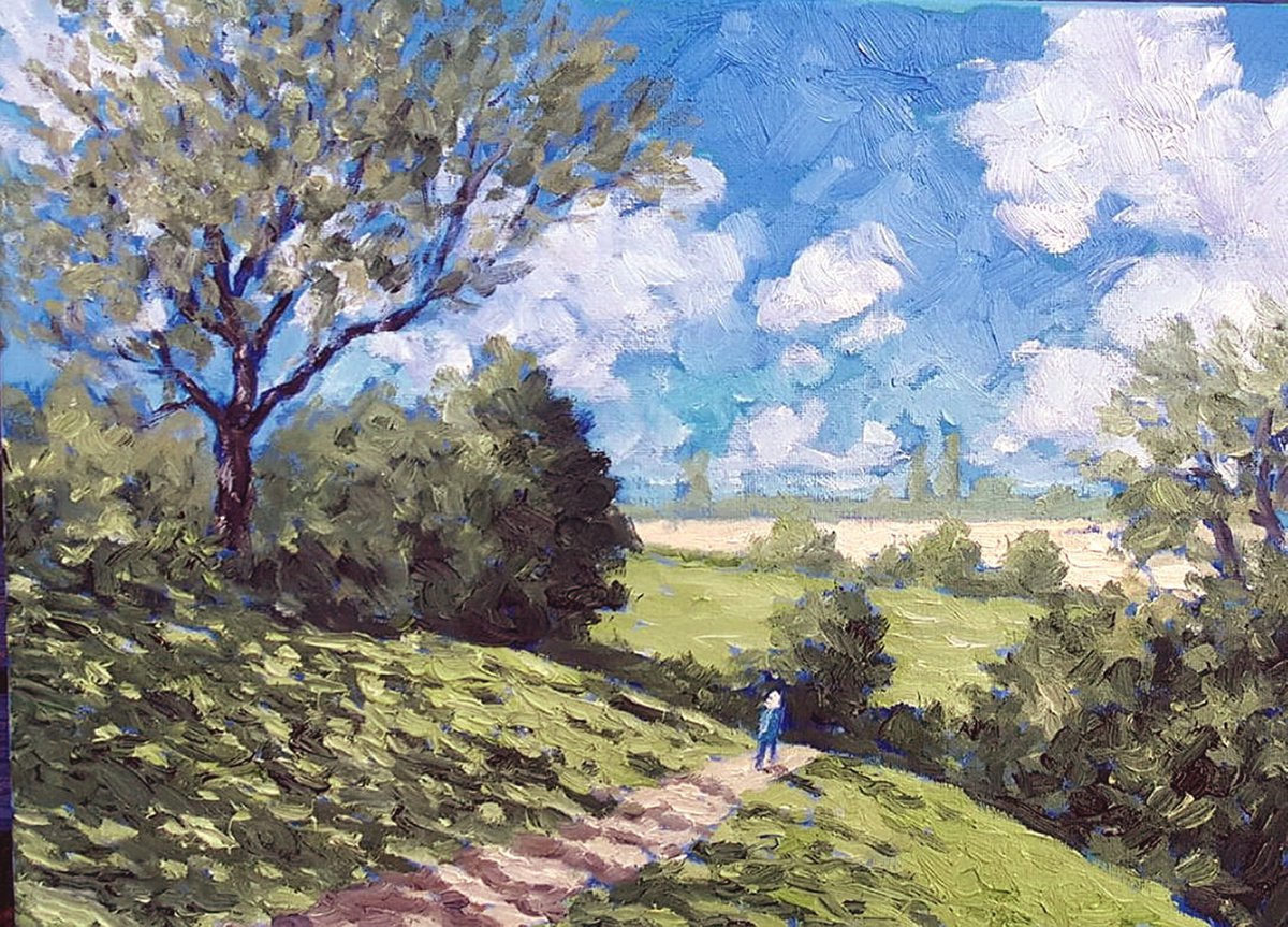 Impressionistic Landscape Oil Painting By Colin Ross Jack, 16 X 12, Summer Walk 3, Original Artwork