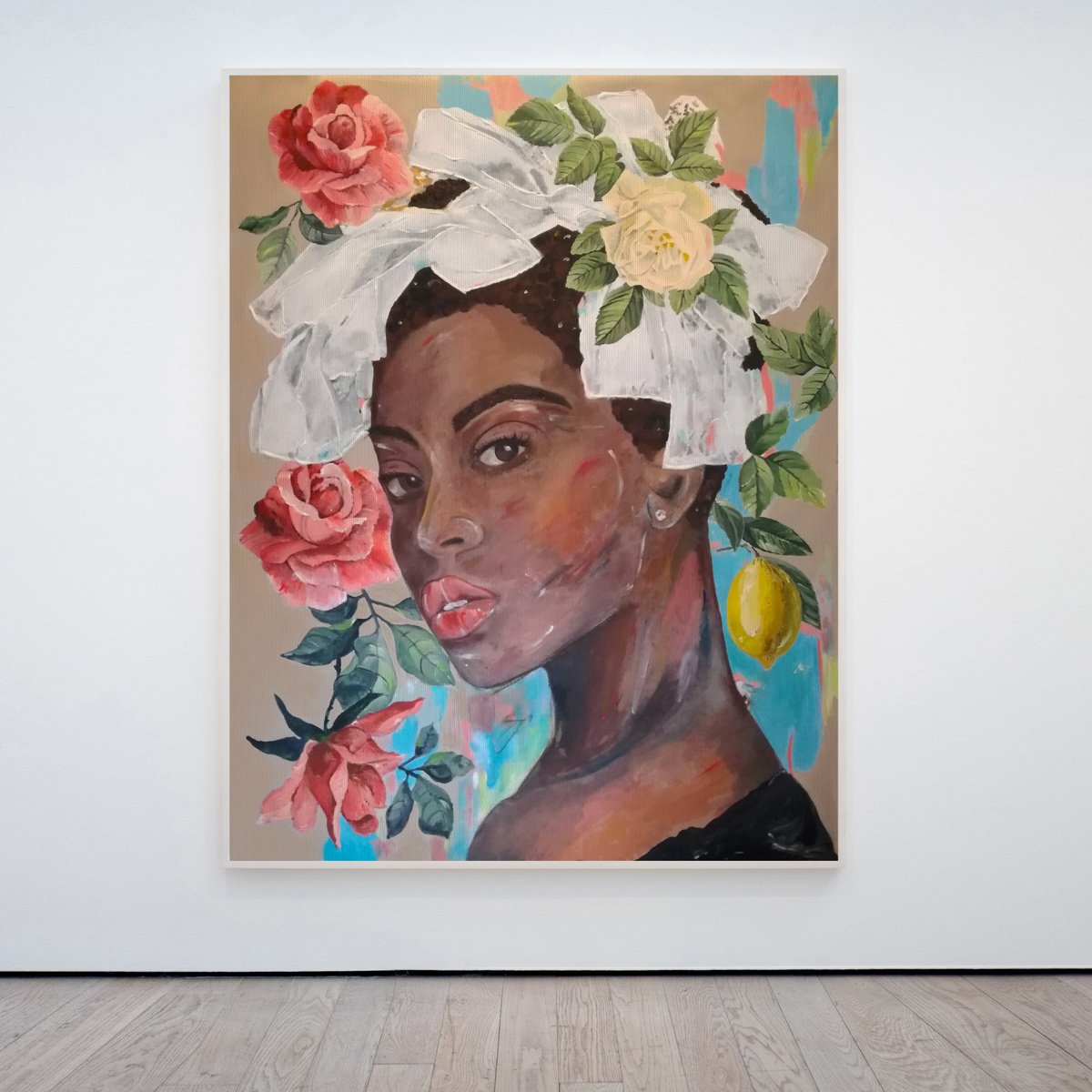 Impressionistic Portrait Acrylic Painting By Artemisia, 39 X 51, Betty - Colonial - Portrait, Original Artwork