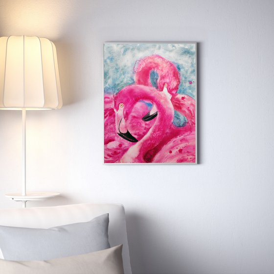 Two Pink Flamingos