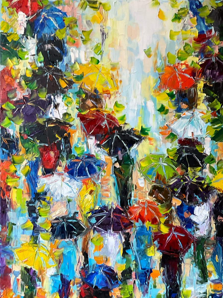 Spring Umbrellas. Color Mood By Mariia Hyhar, 24 X 31, Artwork For Sale On Artfinder