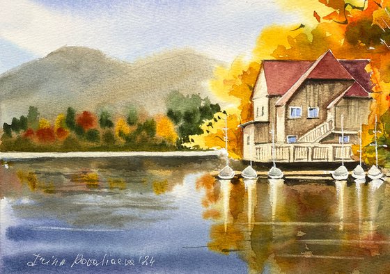 Autumn Lake Boathouse