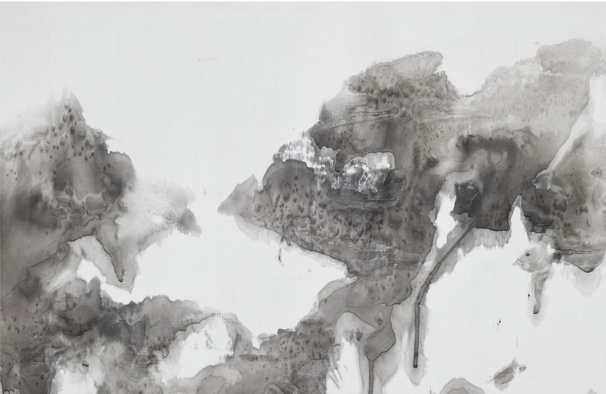 Impressionistic Abstract Painting By Ruozhou Zhuang, 30 X 21", Emptiness And Form, Original Artwork