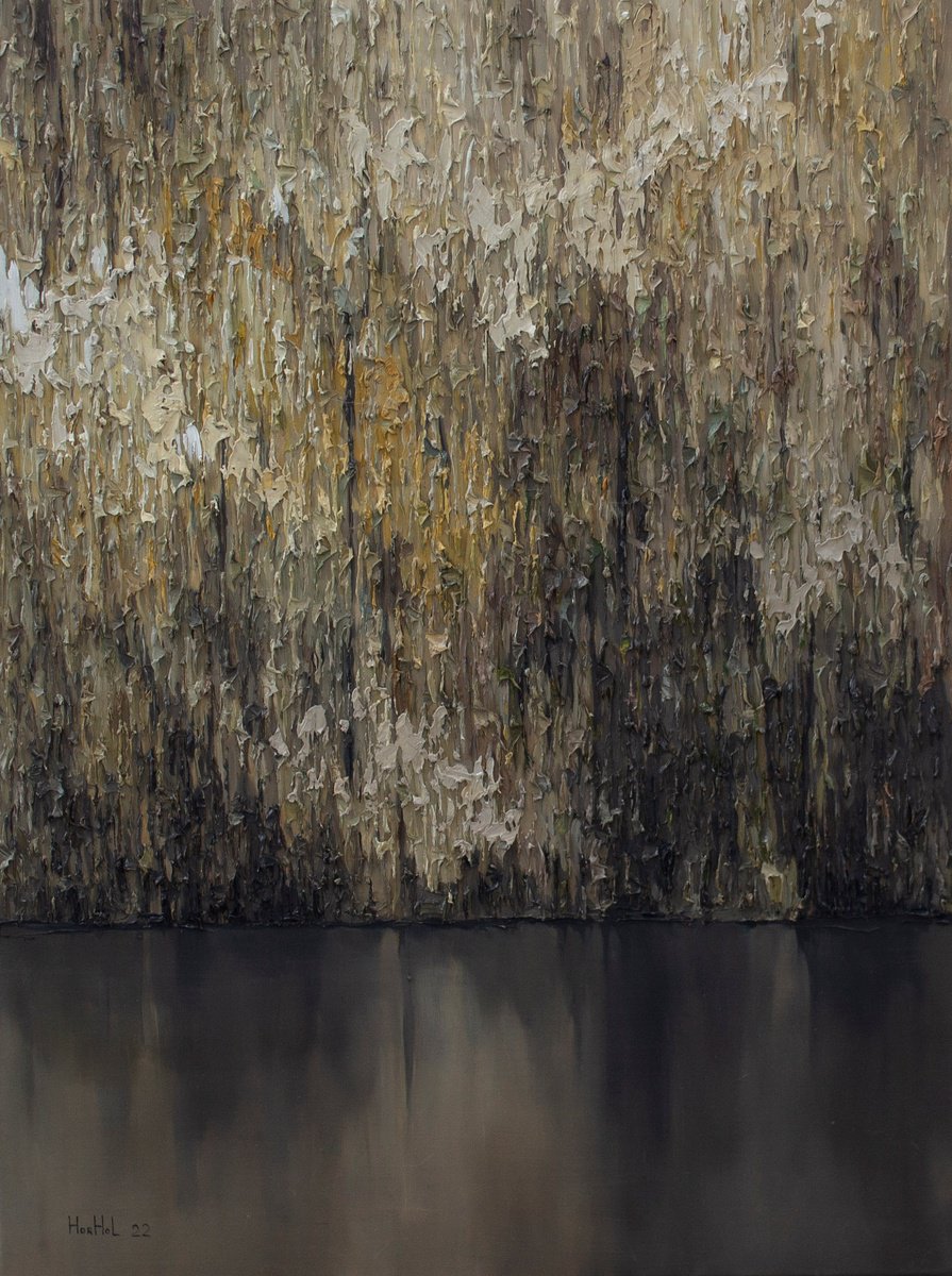 Impressionistic Landscape Oil Painting By Olena Horhol, 24 X 31", River (2), Original Artwork