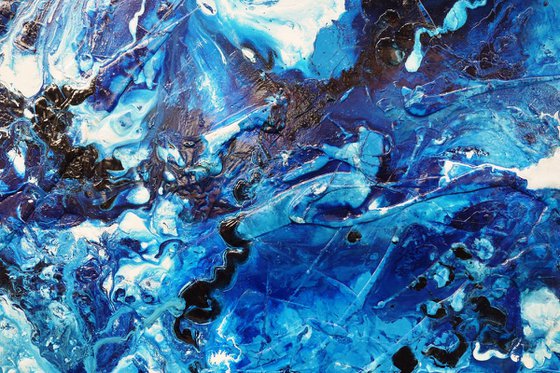 Aquafied 200cm x 120cm Blue Textured Abstract Art