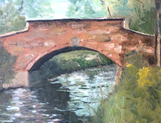 Reflections in the river. An original 'plein air' oil painting.